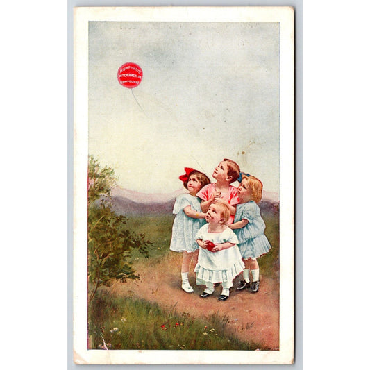 Humphrey's Witch Hazel Ointment Advertising Postcard Kids Red Balloon c1916-20's
