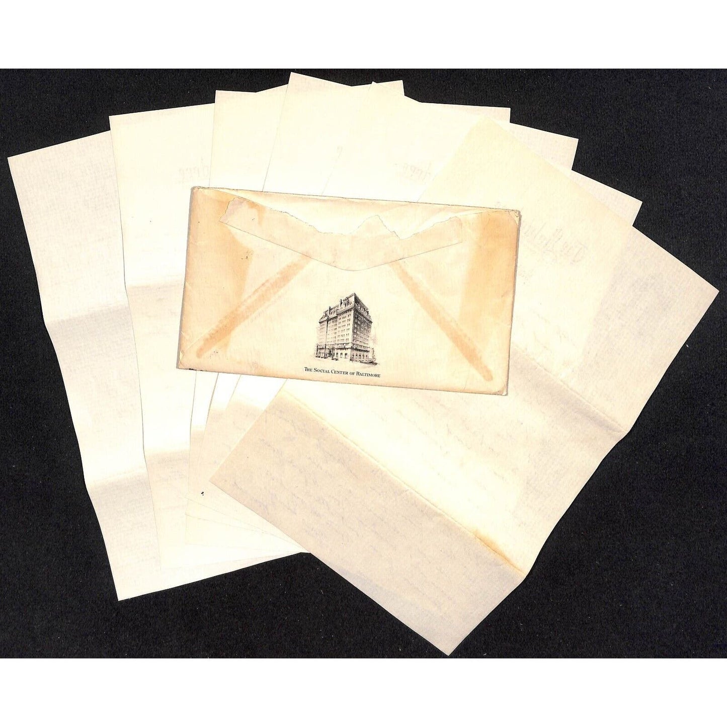 Belvedere Hotel Baltimore Stationary 1938 6 page ALS w/ Cover VGC