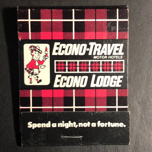 Econo-Travel Econo-Lodge Motor Hotels Full Matchbook c1974-84 Plaid Scottish