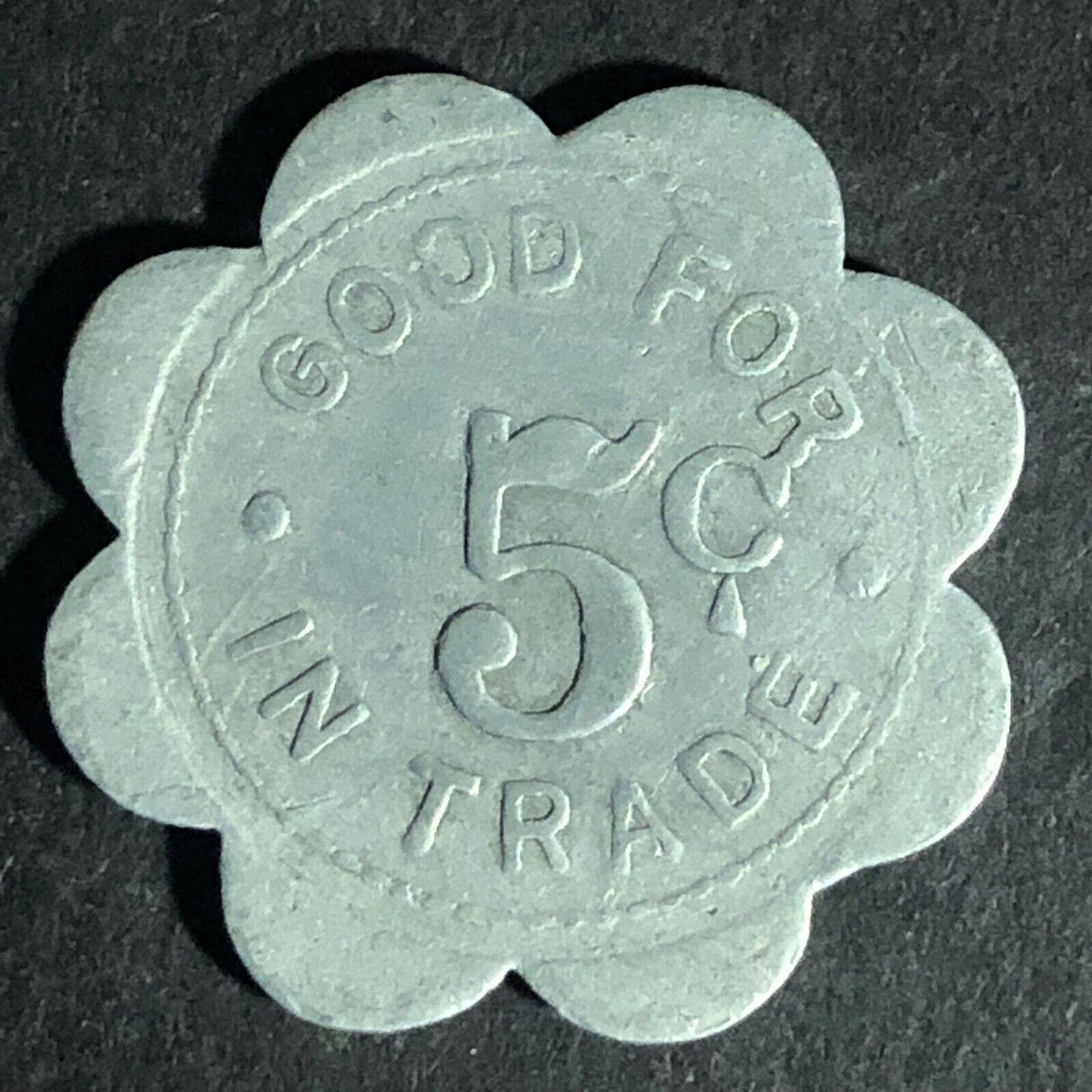 McElwain & Son Blencoe Iowa G/F 25c In Trade Scalloped Alum. Token 25mm Scarce