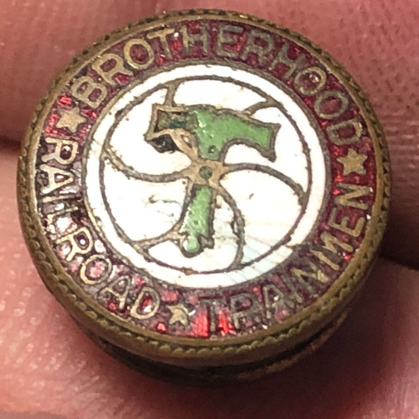 Brotherhood of Railroad Trainmen Tri-Color Enameled Lapel Pin 3/8" dia.