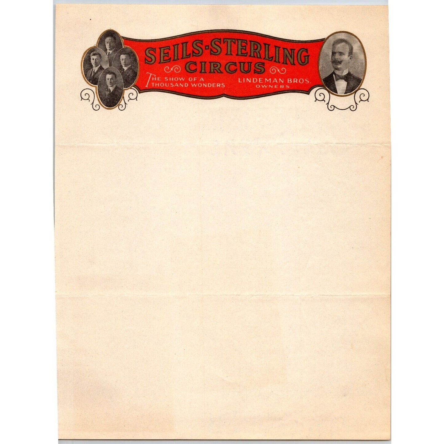 Seils Sterling Circus Letterhead c1930 "Thousand Wonders" Lindeman Bros. Scarce