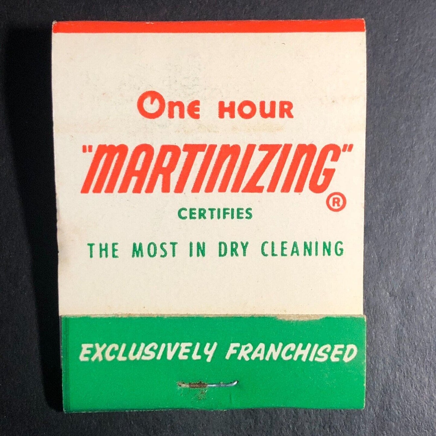 One Hour Martinizing Dry Cleaning Full Matchbook c1974-84 VGC w/ Red Rose