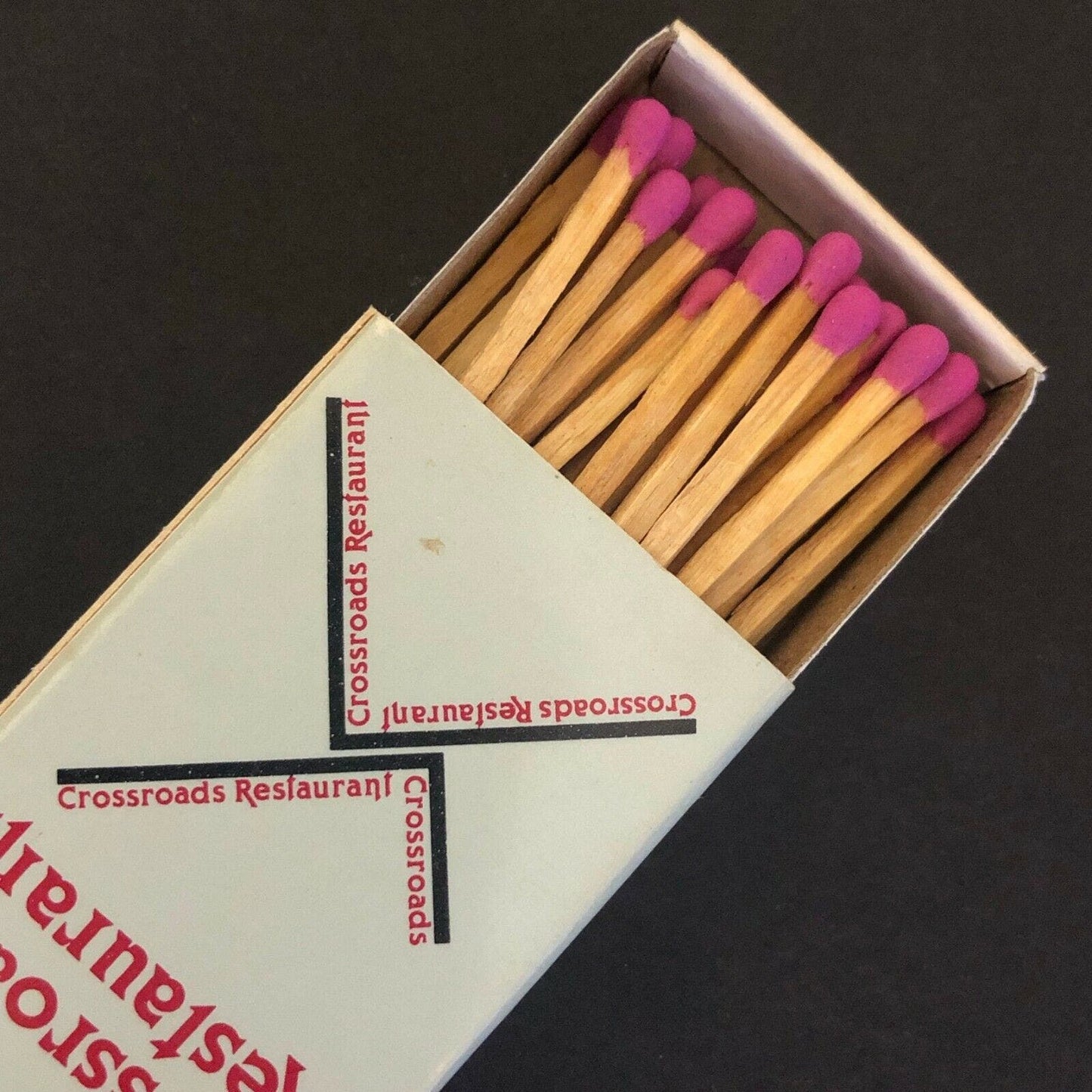 c1970's-80's Vintage Wooden Matchbox Matchbook Crossroads Restaurant Orinda, CA