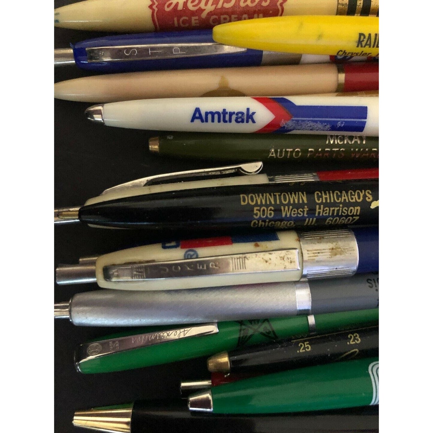Group of 40 Mostly c1970's & Earlier Retractable Advertising Pens