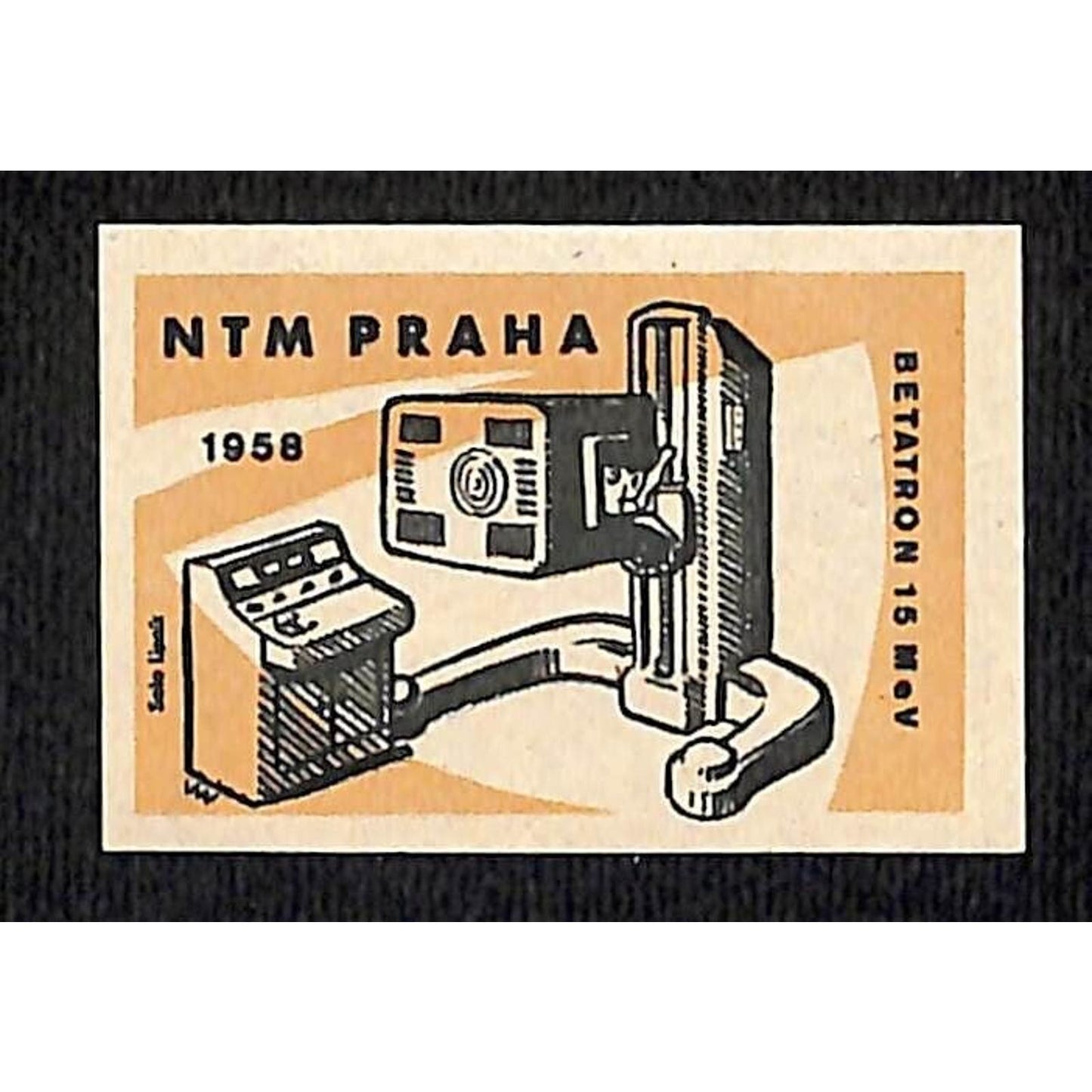 VTG Matchbox Label National Technical Museum Prague Betatron 15 MeV X-Ray c1960