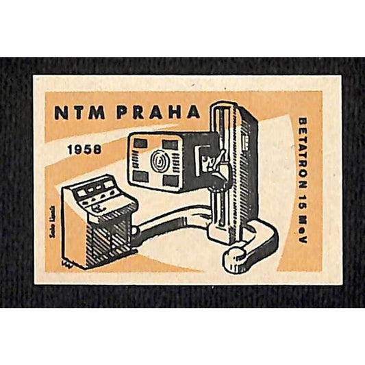 VTG Matchbox Label National Technical Museum Prague Betatron 15 MeV X-Ray c1960