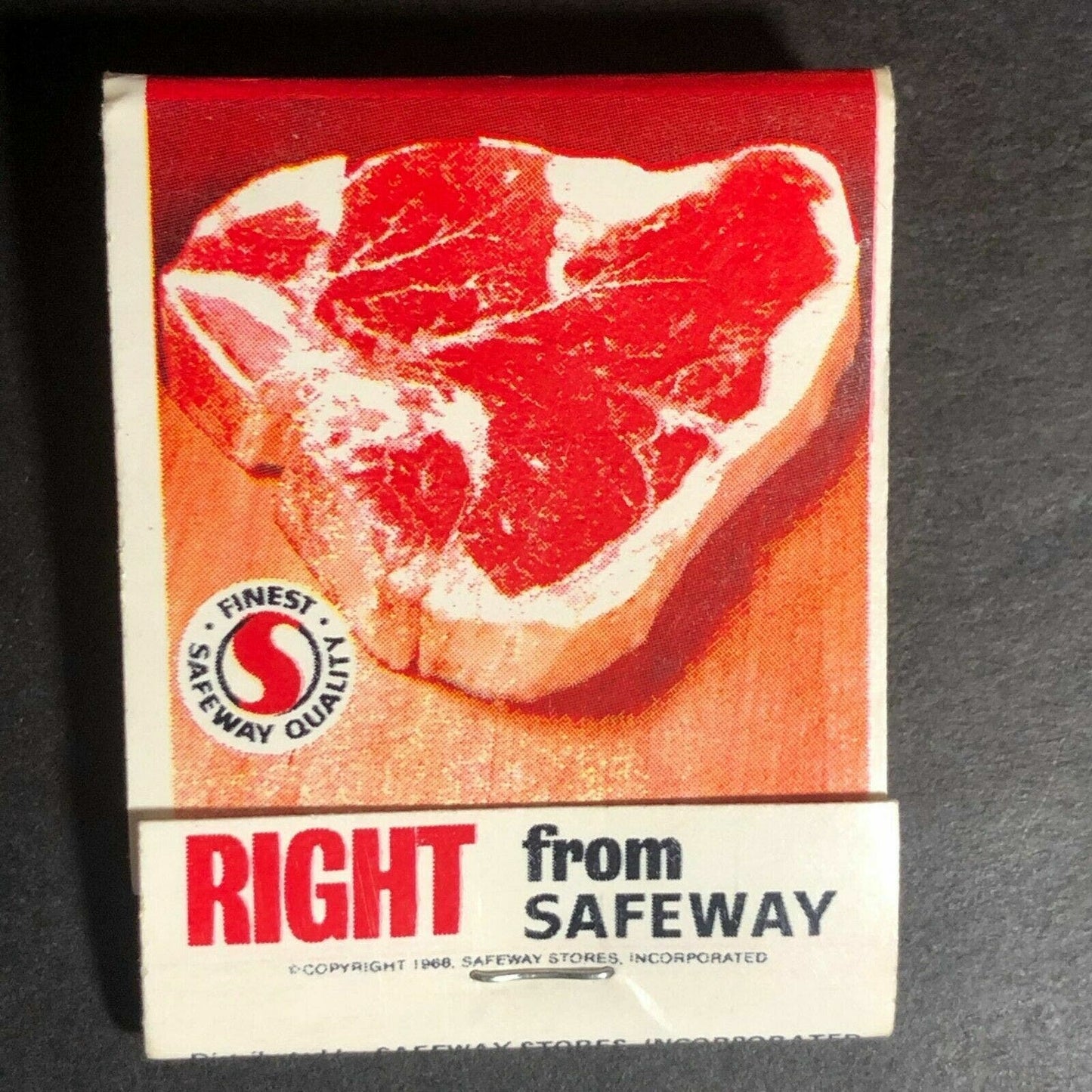 Vintage c1968 Full Matchbook Safeway Real Photo w/Steak