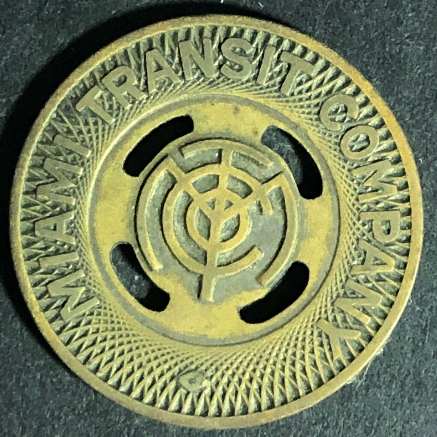 Vintage "Miami Transit Co." "MTC" Token 23mm - c1938