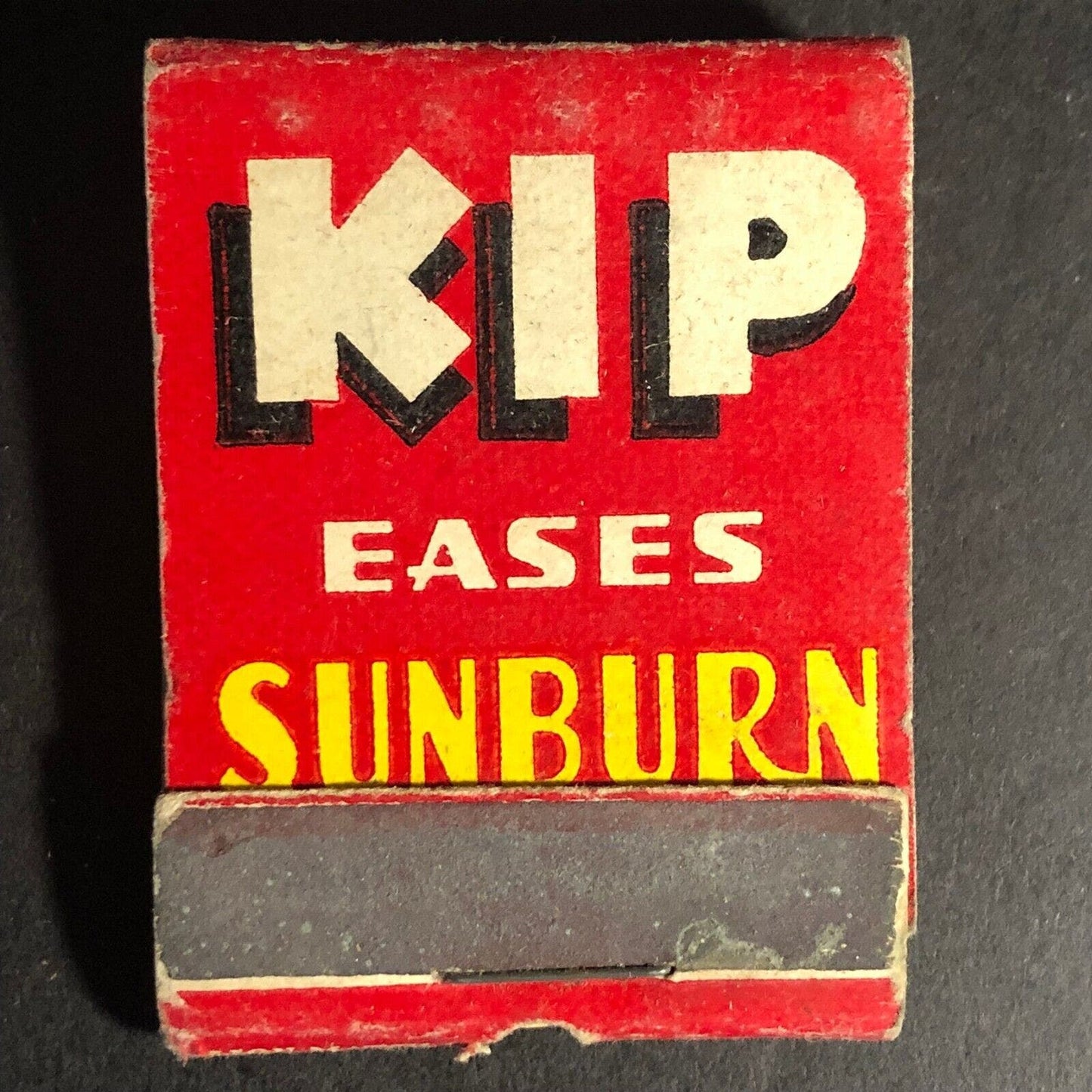 Kip Eases Sunburn Burns Cuts Pain Matchbook c1940's-50's Full 20-Strike - Scarce