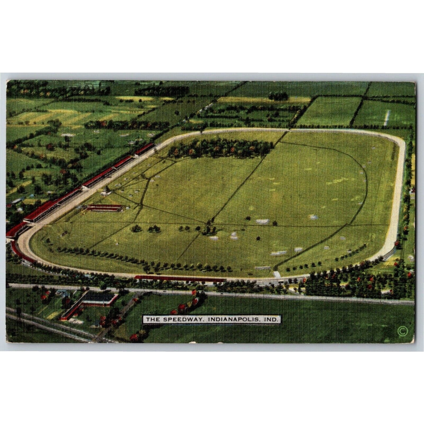 Indy 500 Linen Postcard 1937 "The Speedway, Indianapolis" Unposted VGC