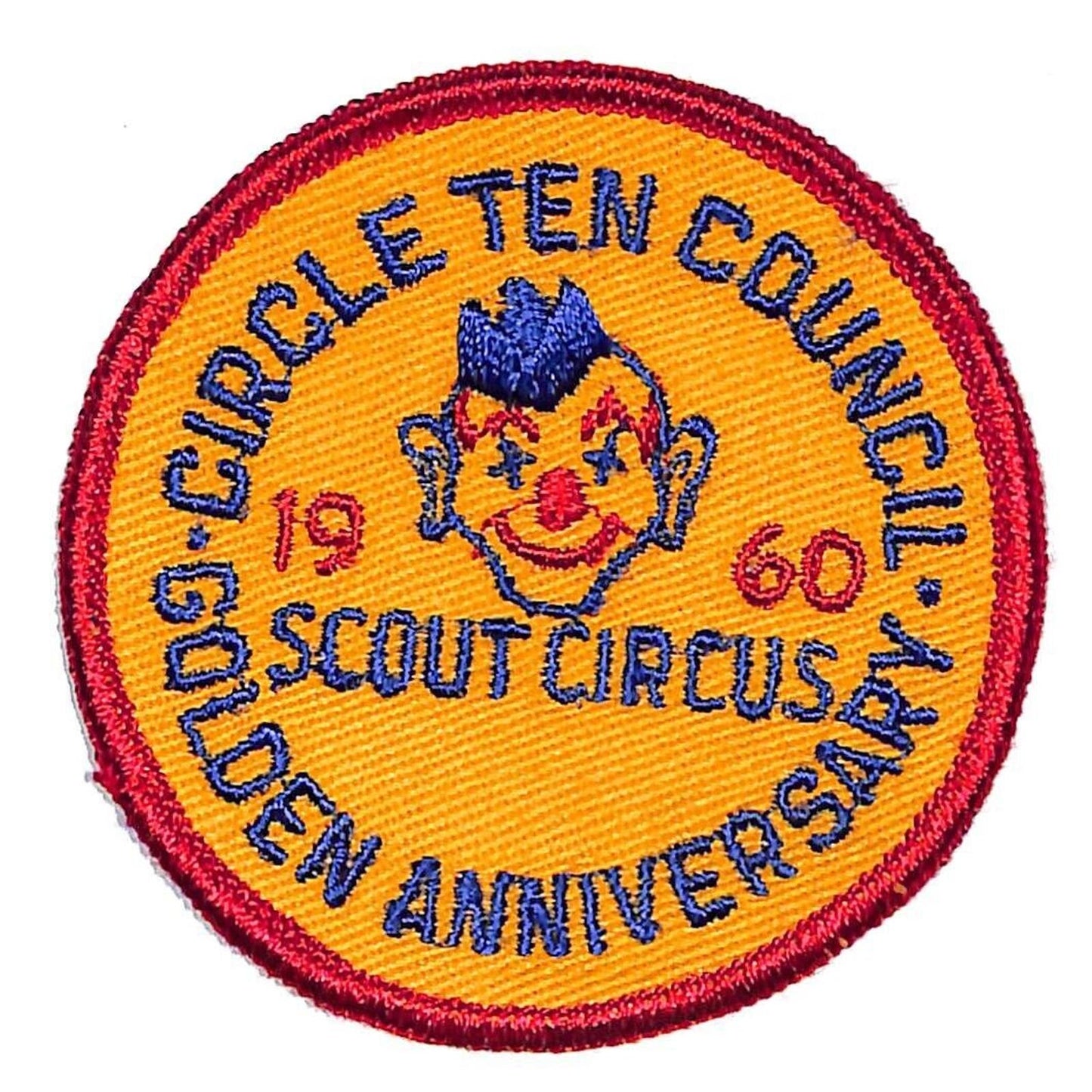 BSA Patch Circle Ten Council Scout Circus 1960 Golden Anniversary Clown Scarce