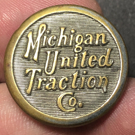 Michigan United Traction Co. Brass Uniform Button 3/4" A.L. Singer - Scarce