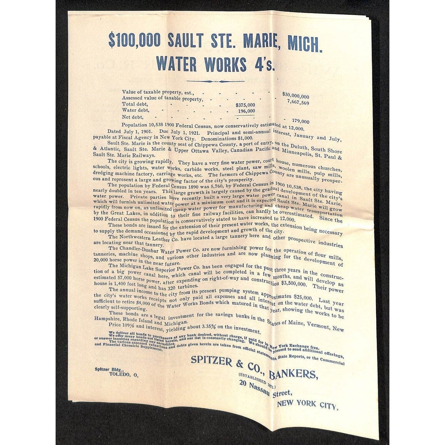 Newburgh ME Amos W. Knowlton* 1902 Spitzer & Co. NYC Bonds Incl. Railroad 8pp*