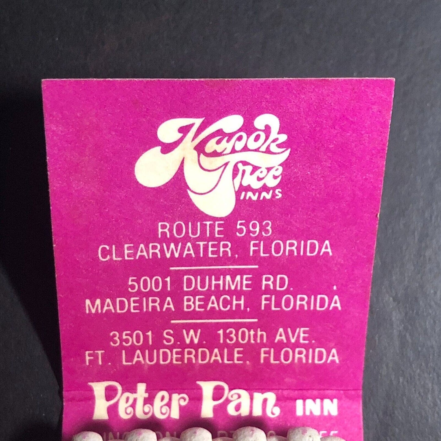 Kapok Tree / Peter Pan Inn Clearwater, FL Full Matchbook c1974-84