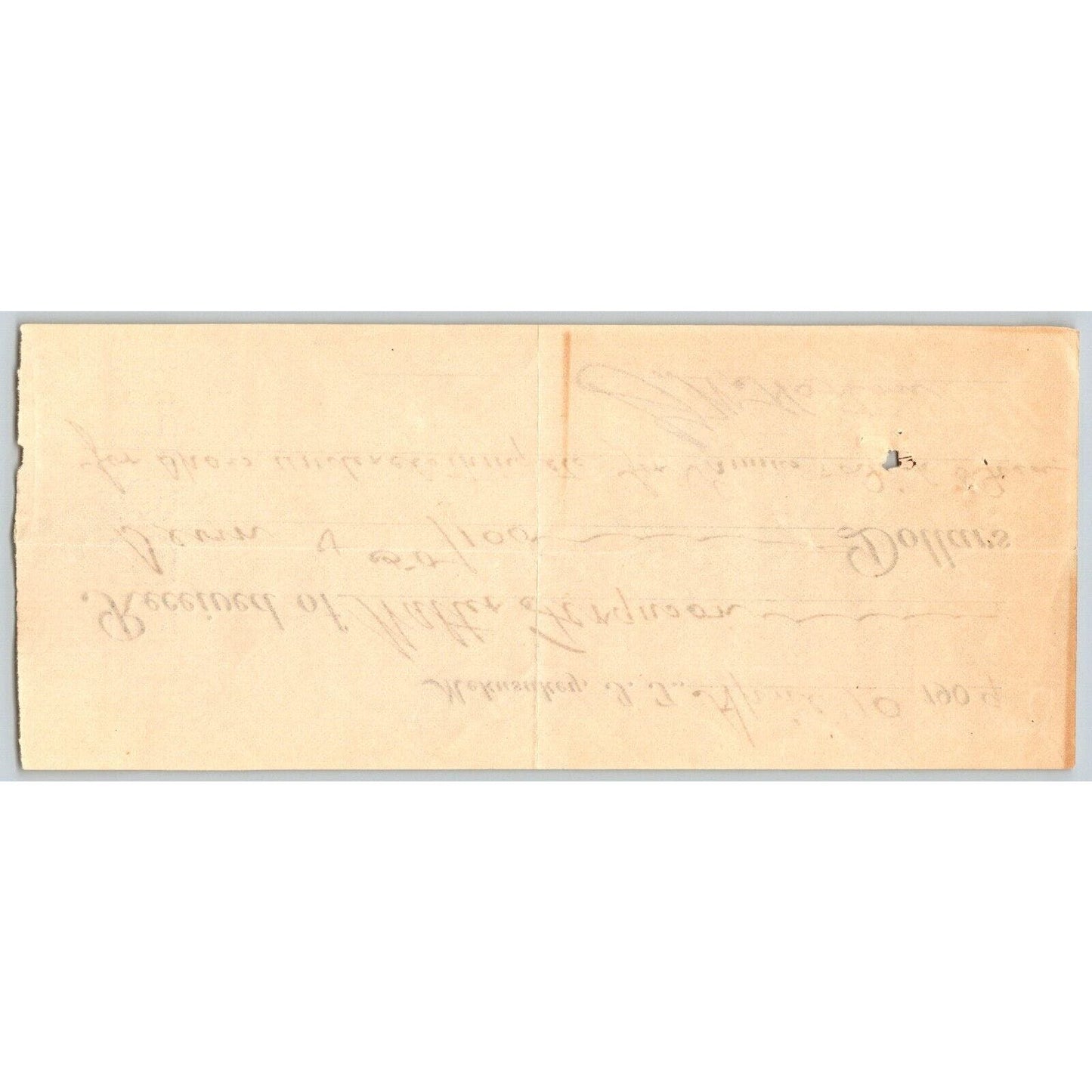 Mekusukey, OK 1909 Indian Territory* Receipt "Shoes Underclothing etc." Check