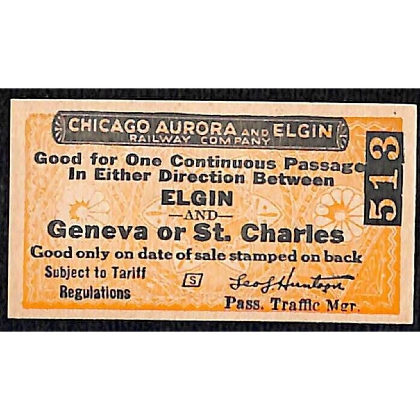 Chicago Aurora and Elgin RY (1902-57) Ticket CA&E Geneva St. Charles #513