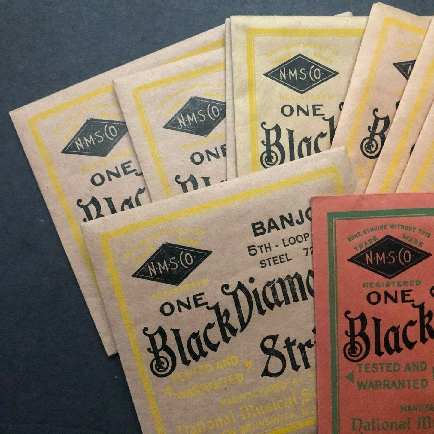 Group of 11 Vintage Empty Black Diamond Banjo String Packages - VGC