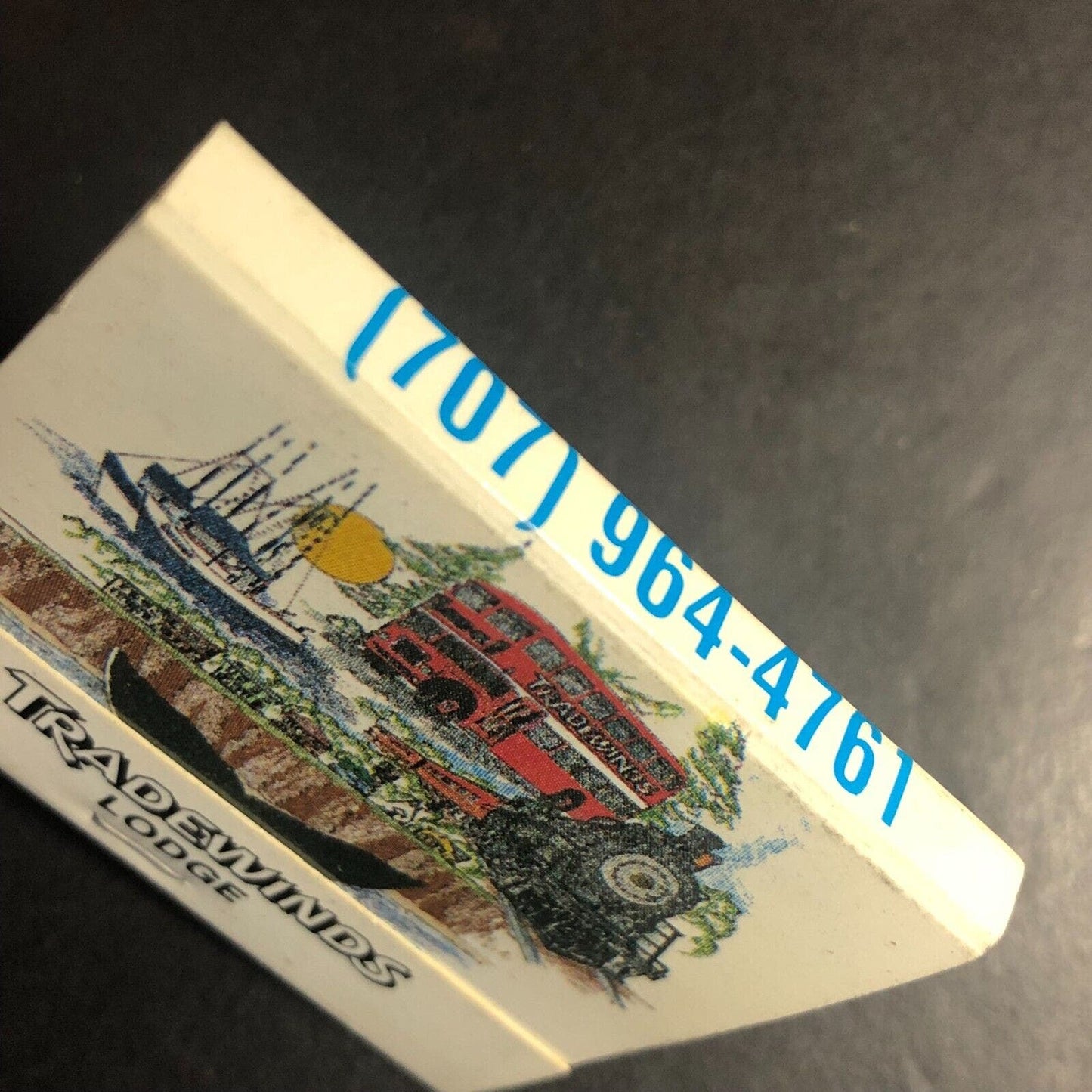 Fort Bragg, CA Tradewinds Lodge Full -1 Matchbook c1975-85 "Skunk Train Passage"