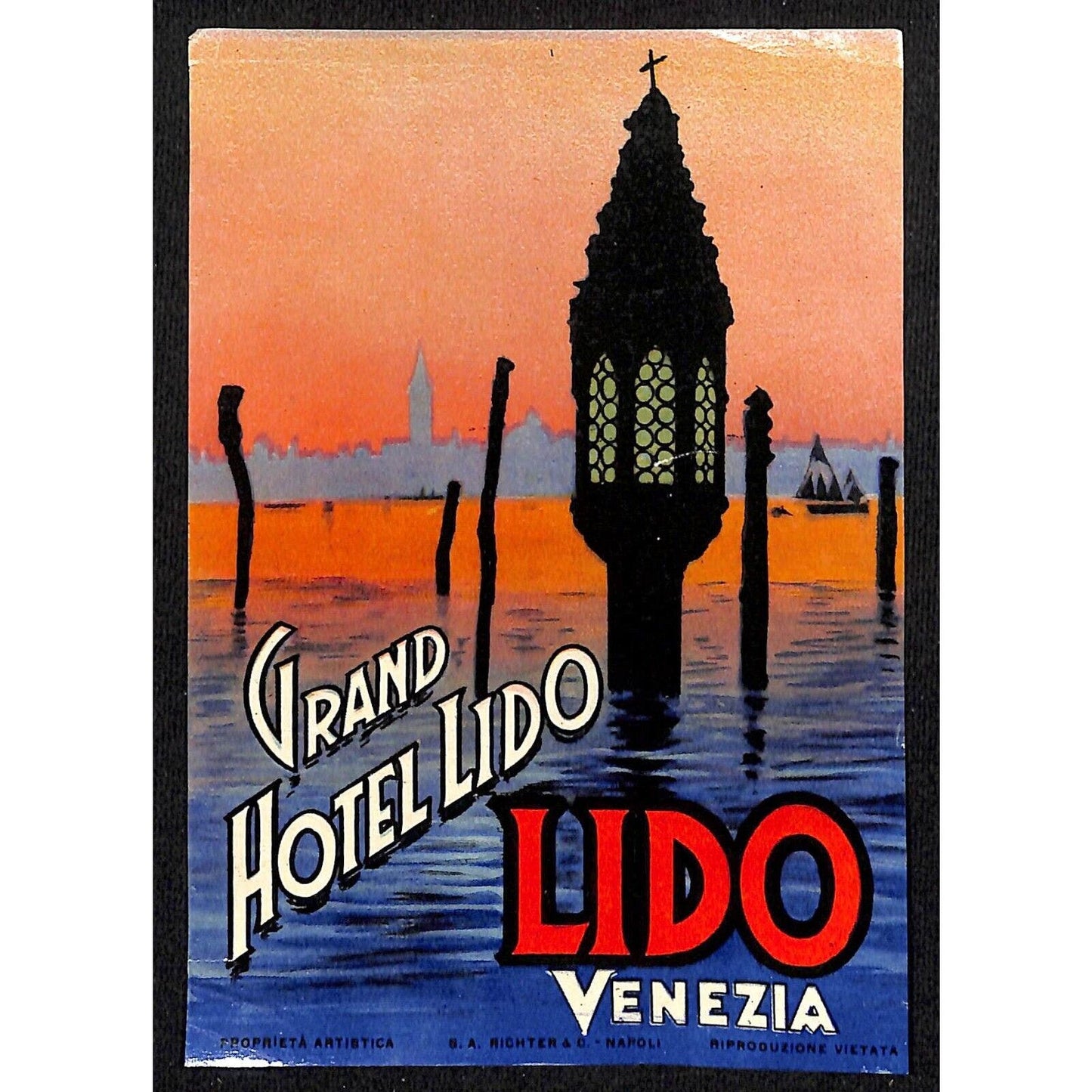 Grand Hotel Lido Venezia Luggage Label Vintage NOS VGC Scarce
