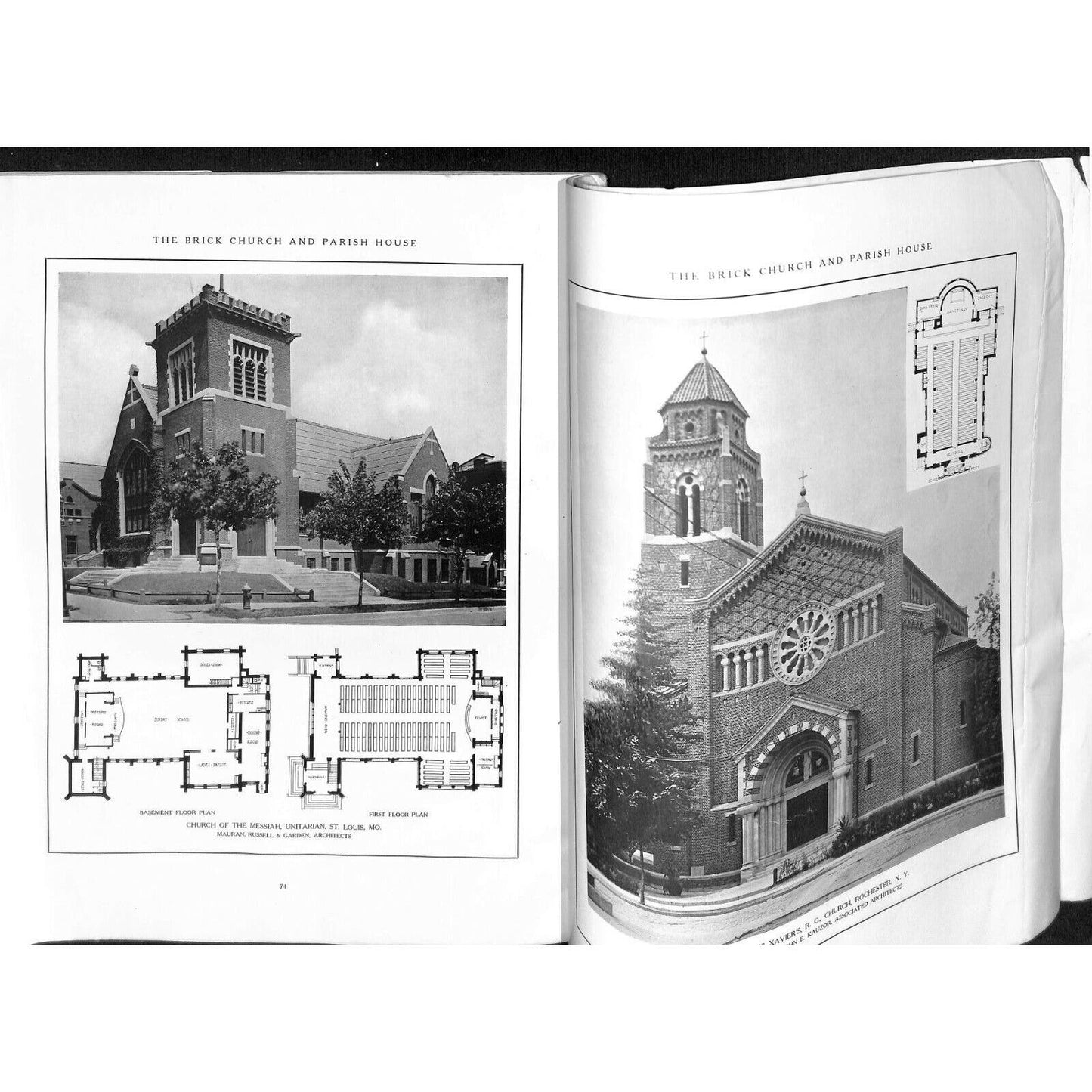 Scarce 1915 "The Brick Church and Parish House" 80pp. Large Format Designs