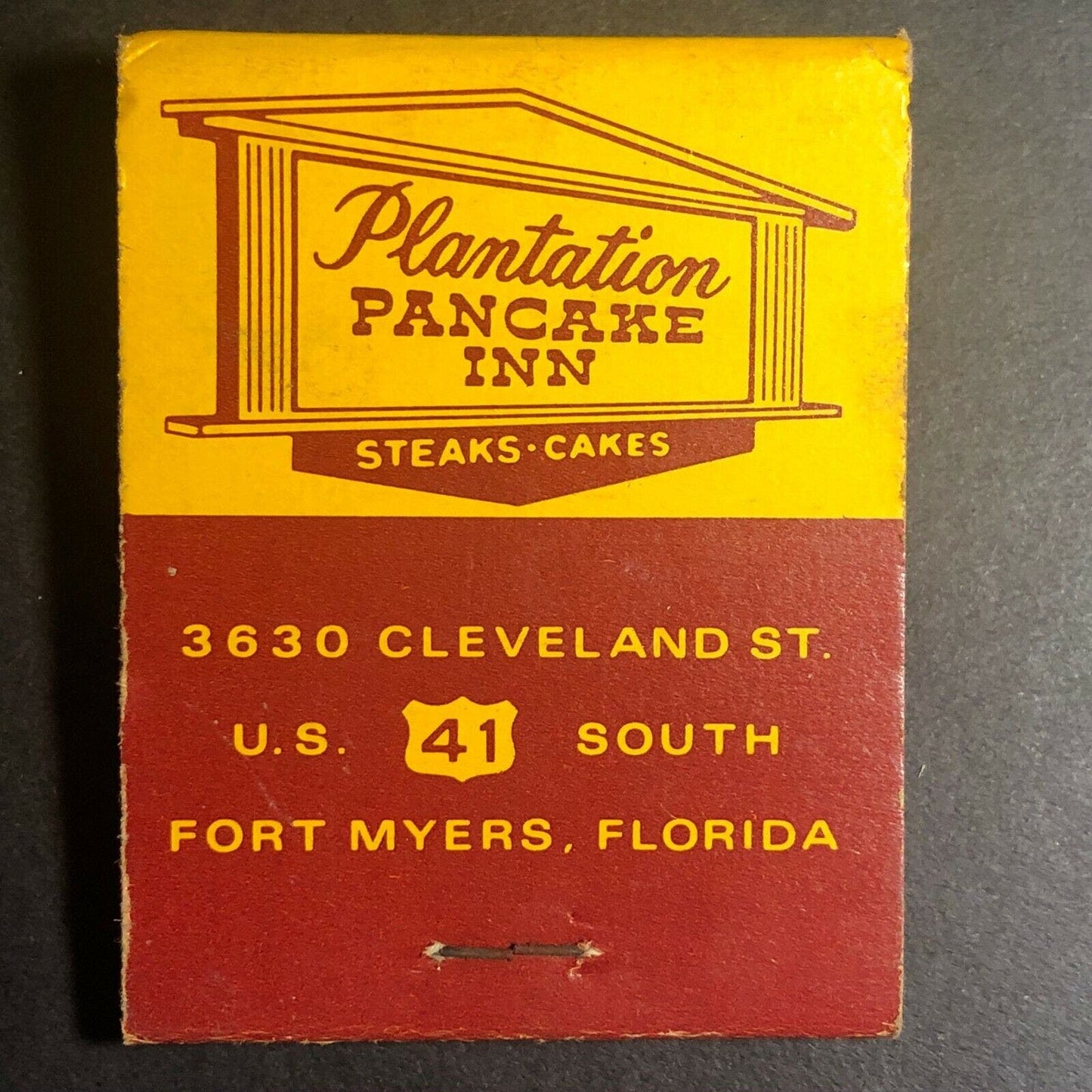 1940's-50's Full Matchbook - "Plantation Pancake Inn" Steaks Cakes - Ocala, FL