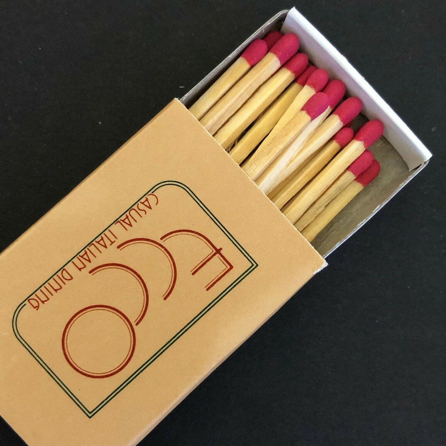 c1970's-80's Wooden Matchbox Matchbook Ecco Restaurant Hyatt Palo Alto, CA
