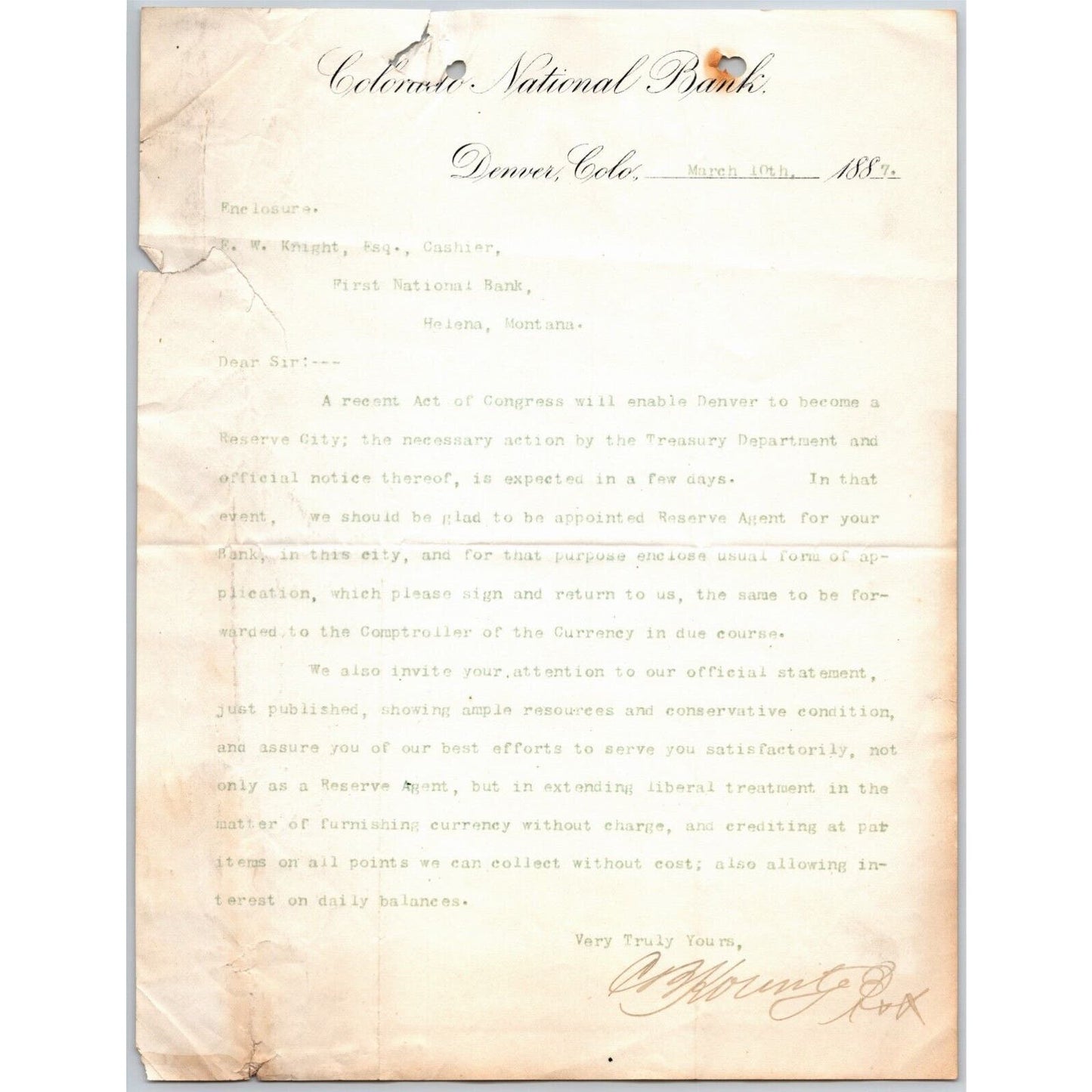 c1890's David Wood Transportation Lines Montrose, Co Mining Letterhead Freight