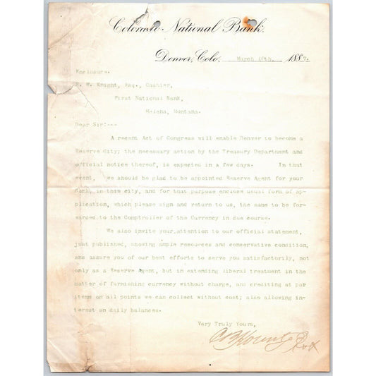 c1890's David Wood Transportation Lines Montrose, Co Mining Letterhead Freight