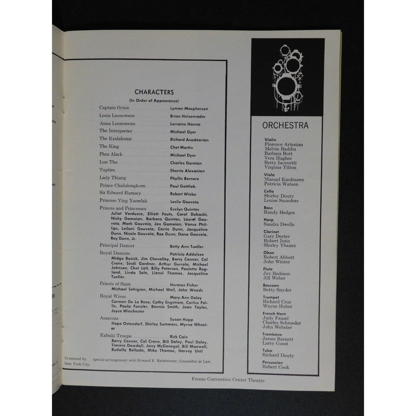Fresno Community Theatre "The King and I" 32pgs. Program 1967