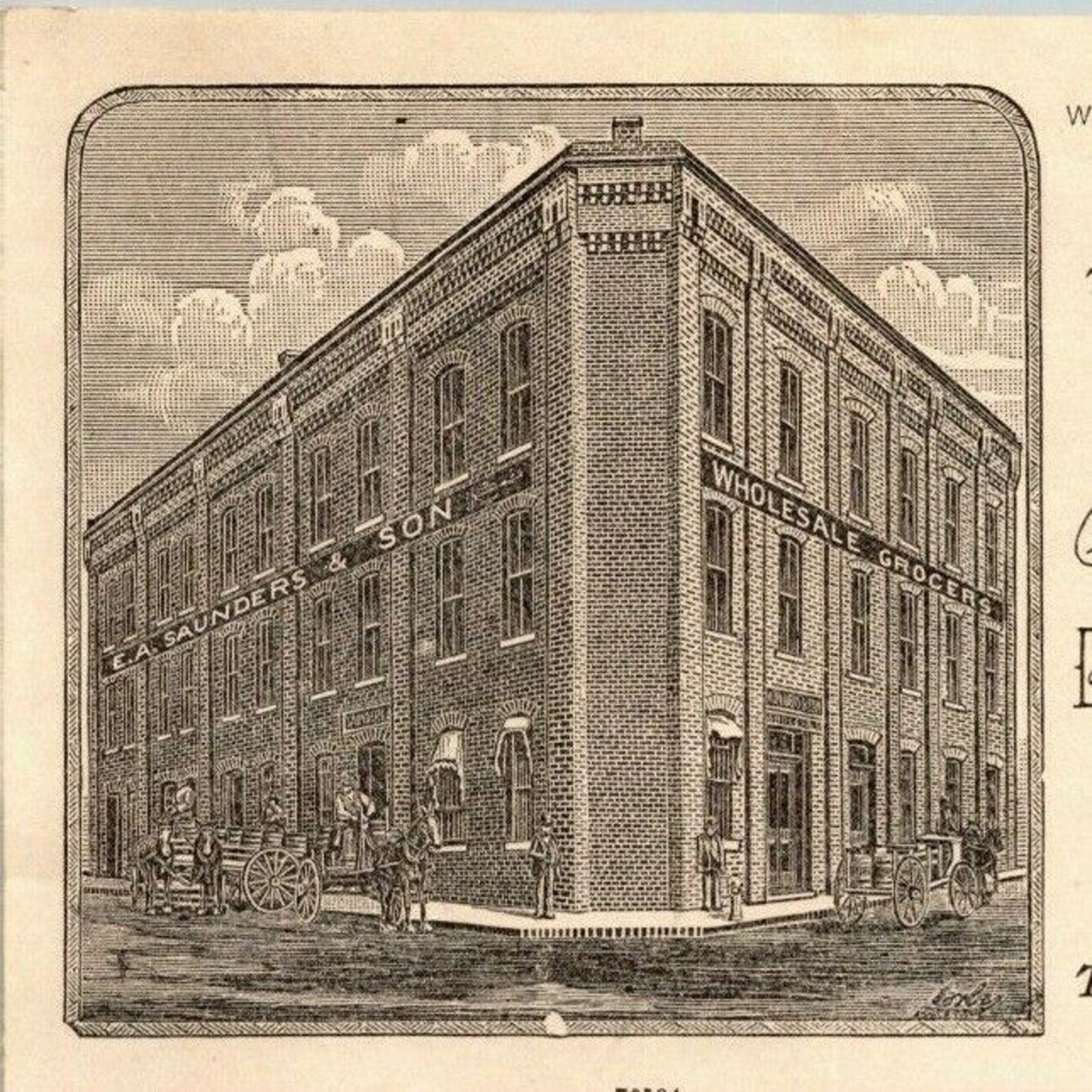 E.A. Saunders & Sons Whsl. Grocers Richmond, VA Letterhead Geo. E. Wear 1891