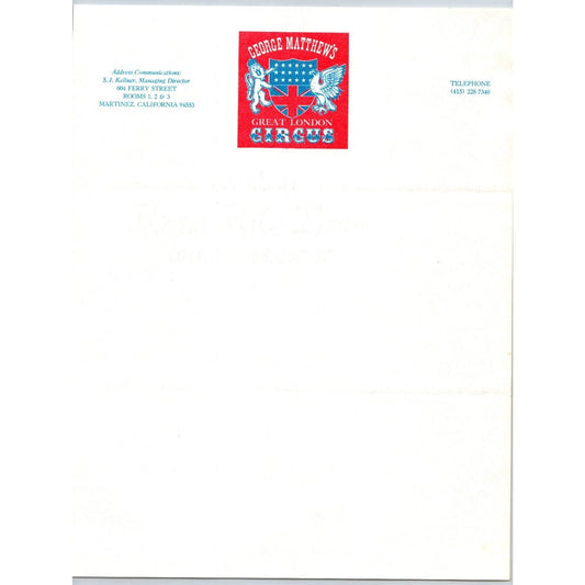 George Matthew's Great London Circus Letterhead Coat of Arms c1972-78