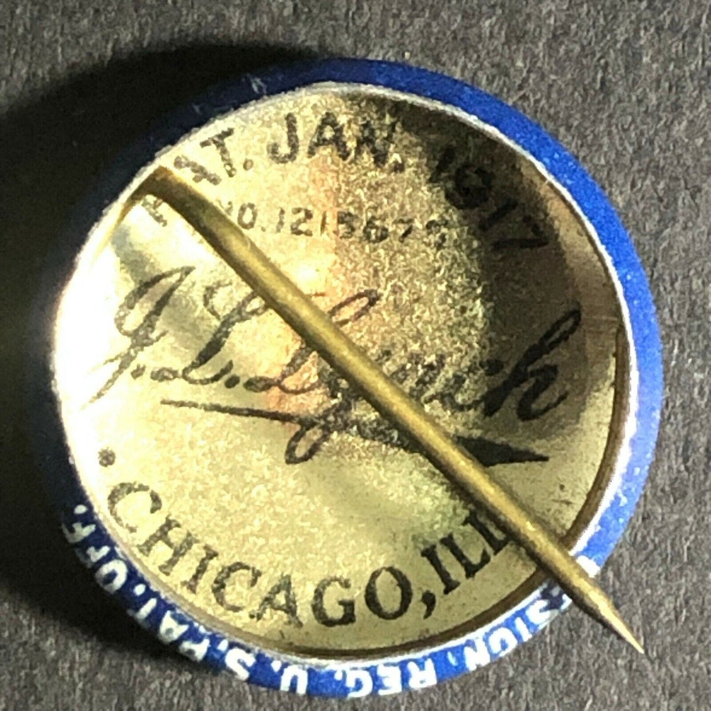 WWI "Fourth Liberty Loan" Steel Pinback Button J.L. Lynch Chicago 17mm dia.