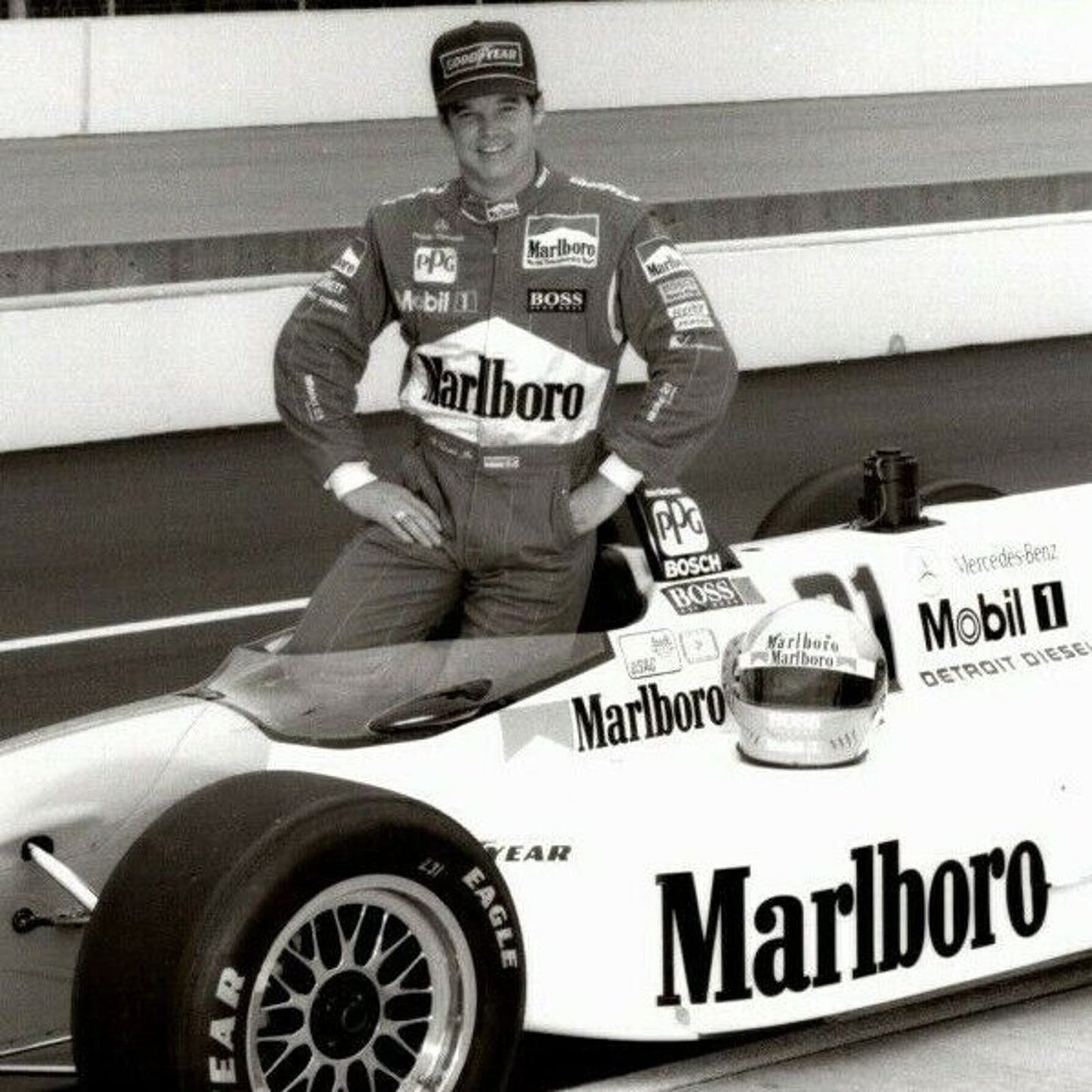 Al Unser Jr. Indy 500 Winner 1994 8 x 10 Glossy B&W Photograph VGC