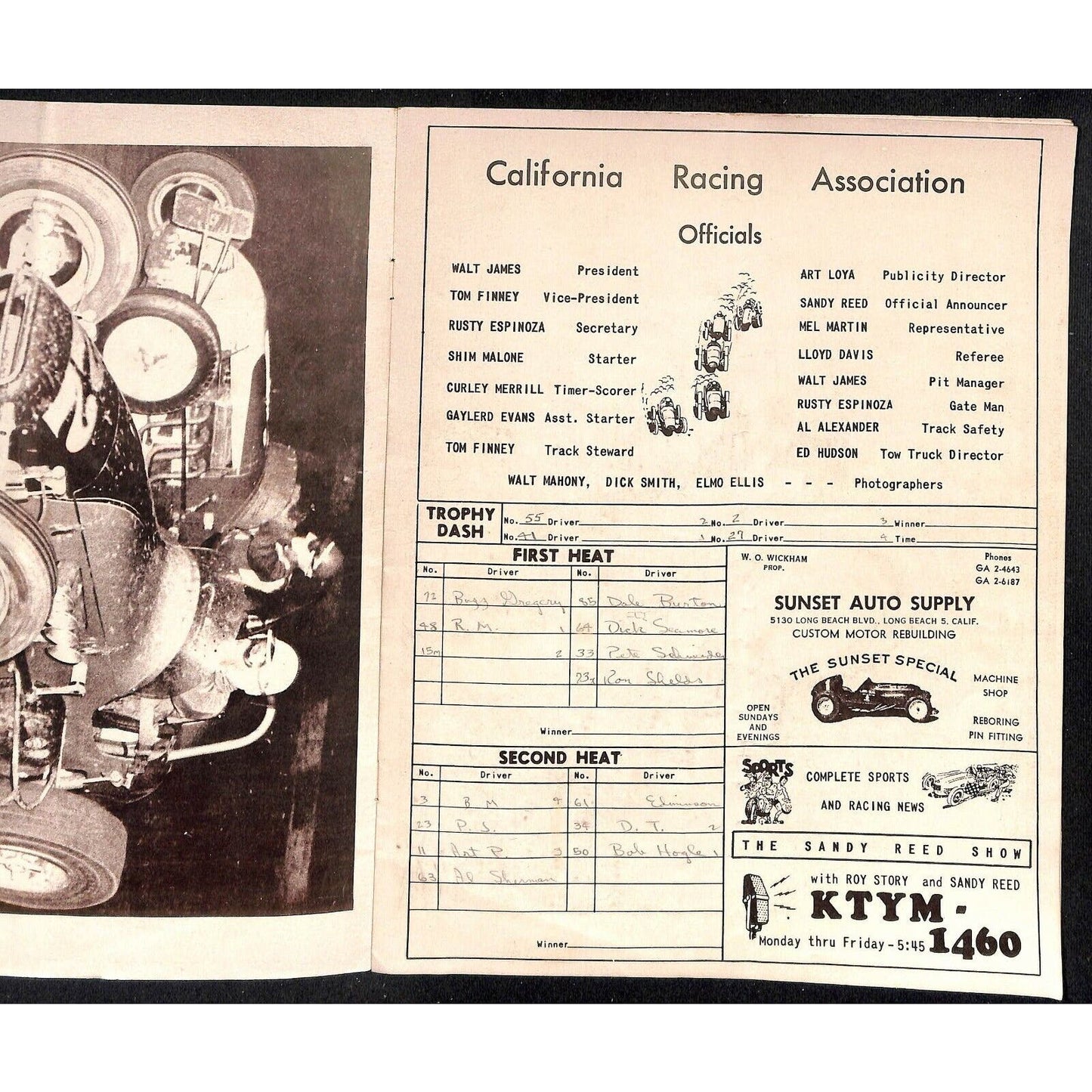 Scarce 9/8 1962 Big Car Auto CRA Racing Program Ascot Park Gardena 8pp
