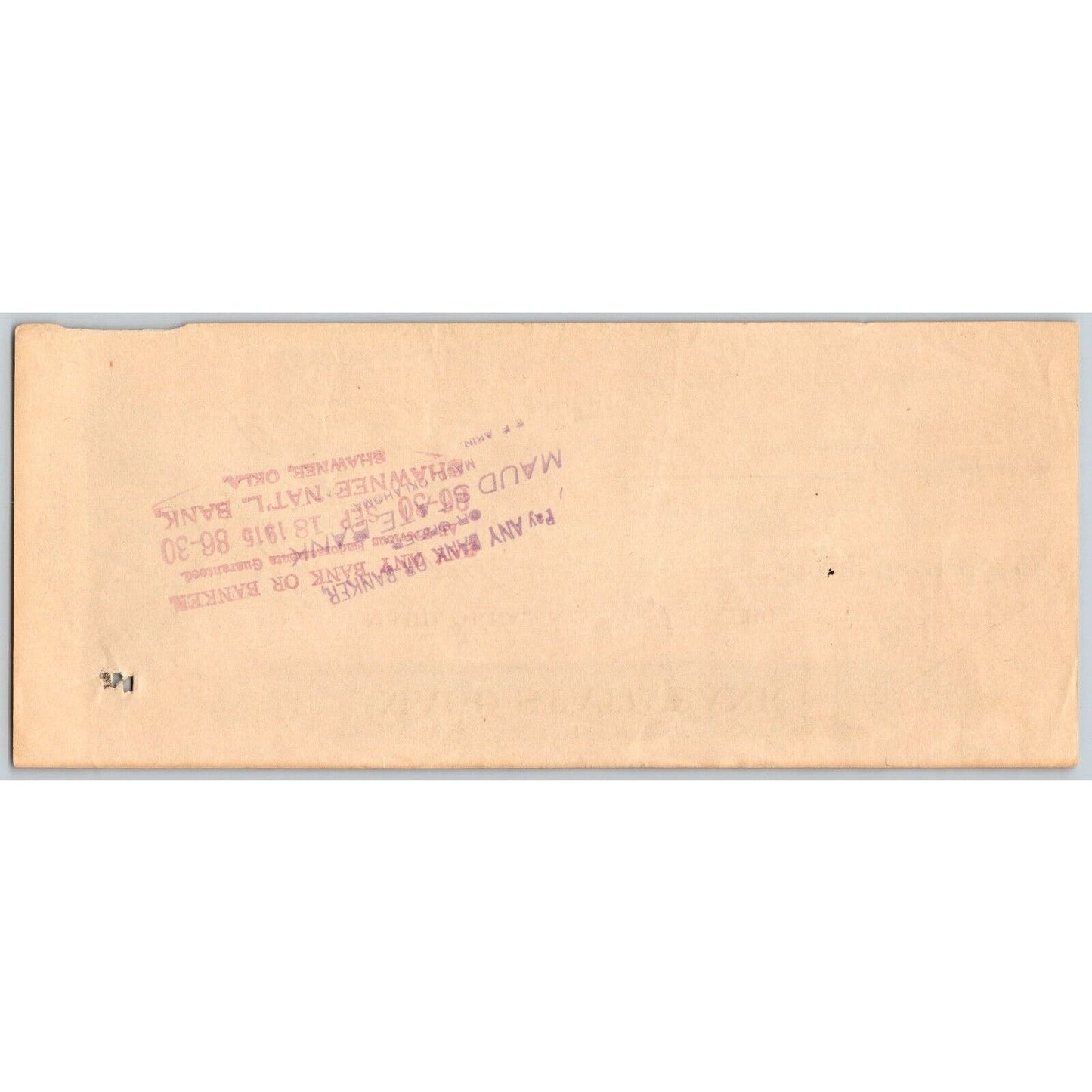 Maud, Oklahoma 1915 $10 Maud State Bank Check - Scarce