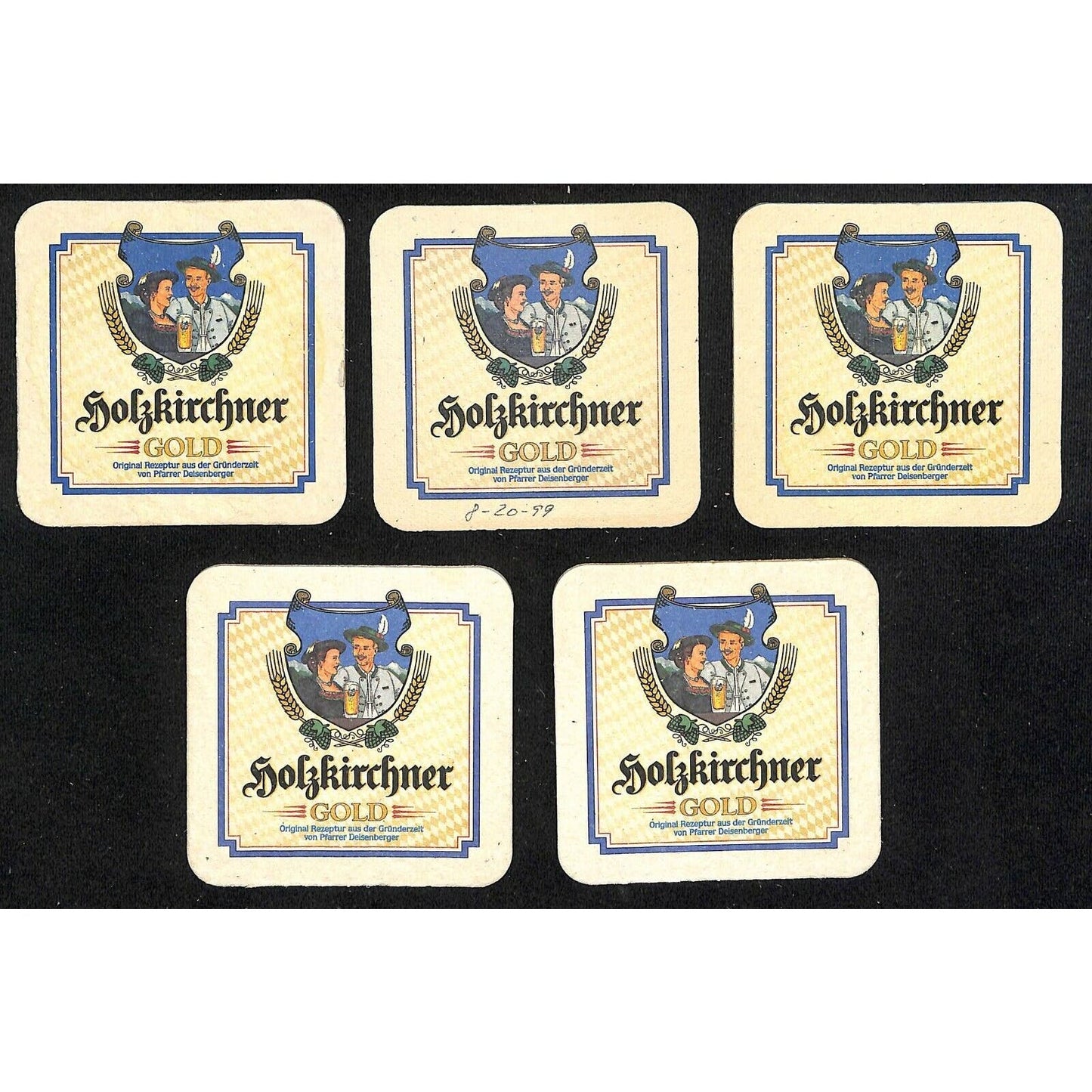 Vintage German Beer Coasters c1999 Group of 5 - Holzkirchner