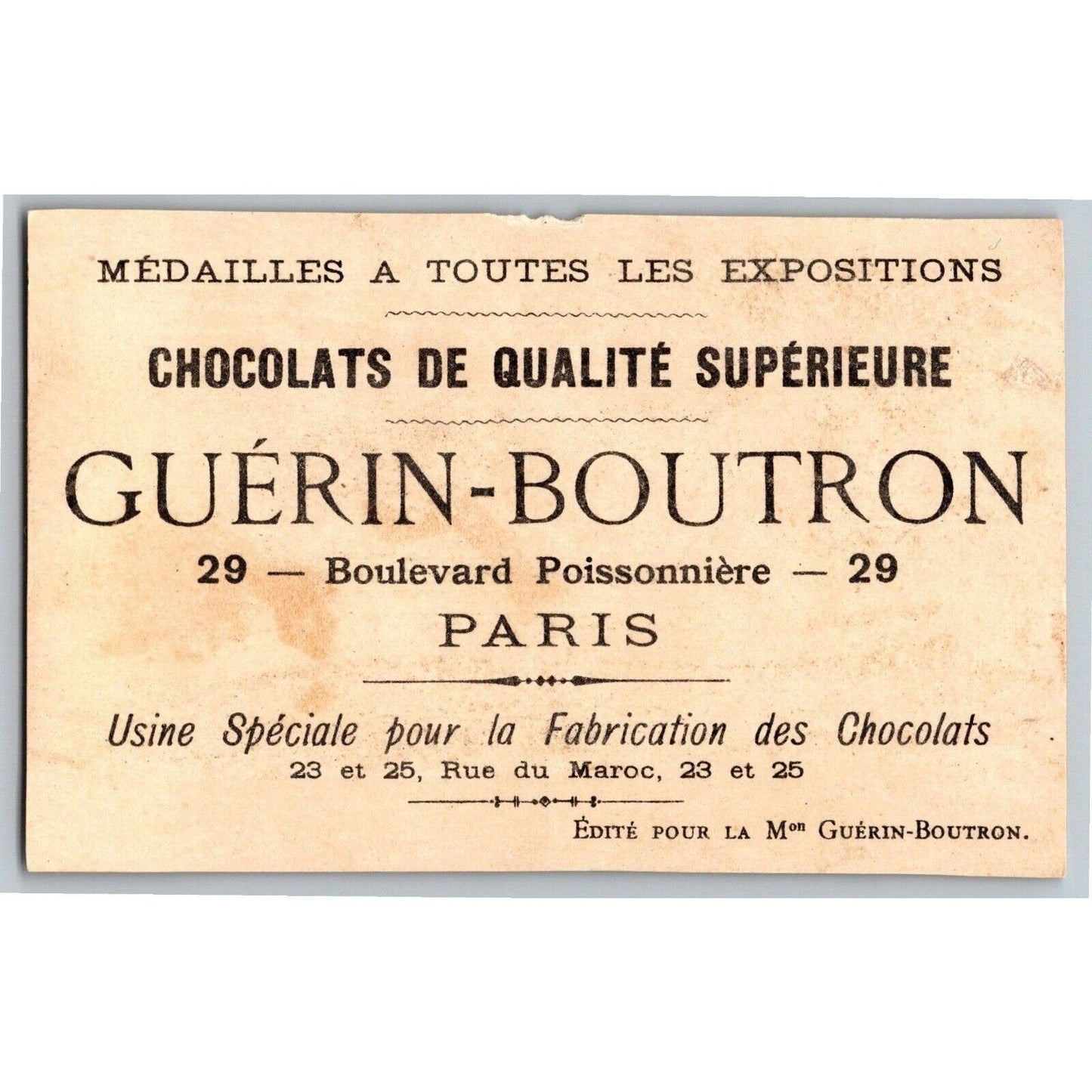 French Victorian Trade Card Chocolat Guerin-Boutron Paris Le Cabriolet