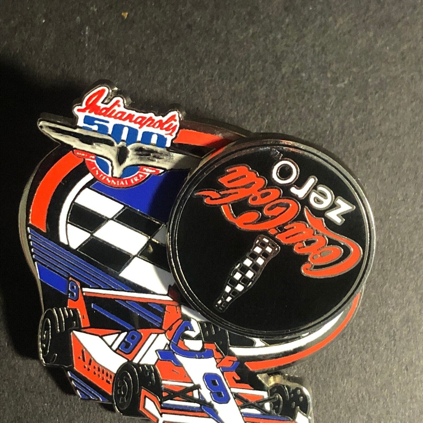 Indy 500 Cola Cola Zero Spinner Enameled Lapel Hat Pin NOS Ltd Ed of 900 c2009