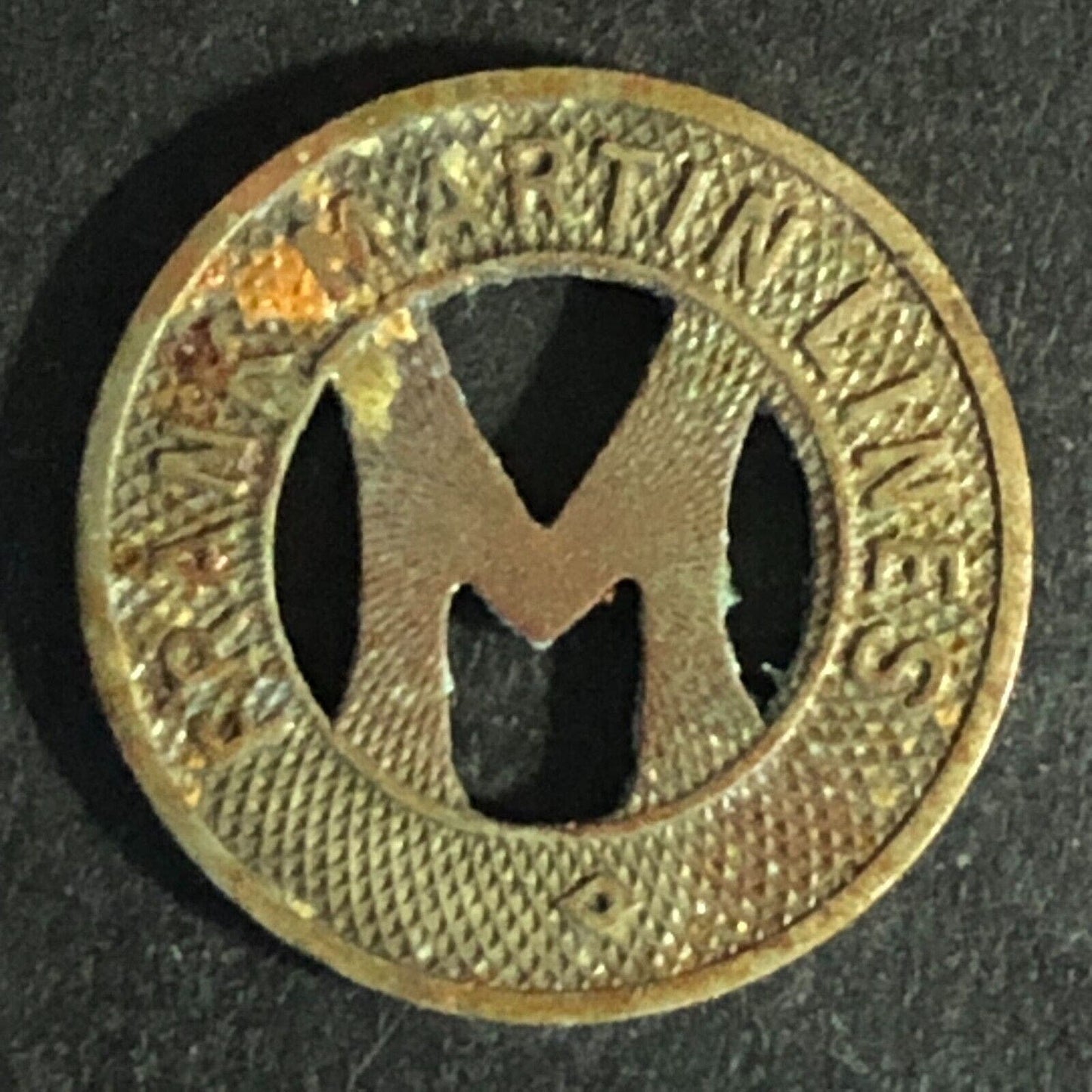 Frank Martin Lines (Schenectady, NY ) WM G/F One Fare Transit Token 16mm c1942