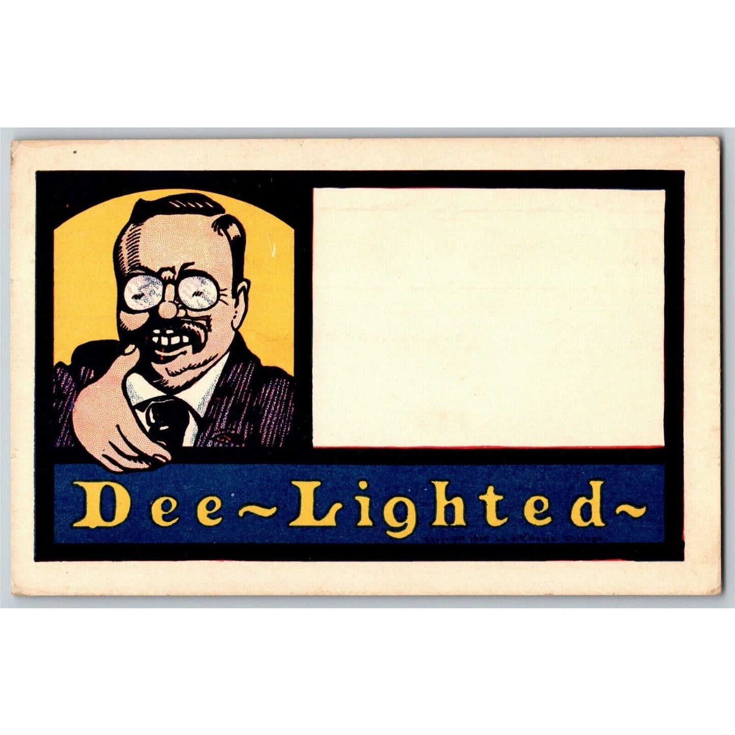 "Dee-Lighted" c1905 Undivided Comic Silly Humor Postcard