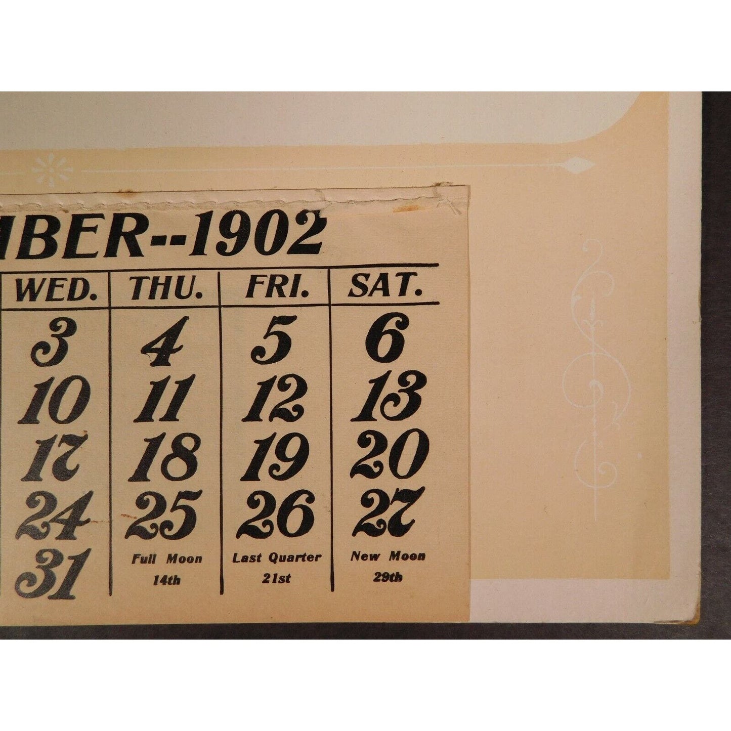 N. B. Robinson 1902 Calendar Williamstown Vermont - "Hardware Tinware & Paints"
