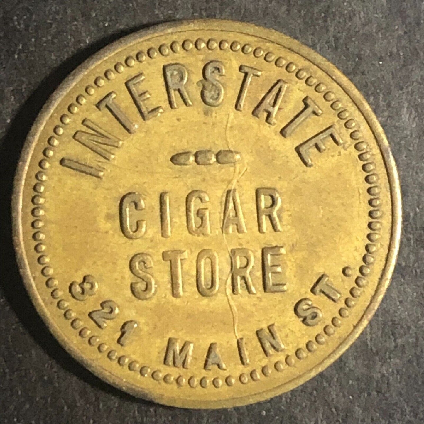 Grand Junction, CO Interstate Cigar Store 5¢ in Mdse. Brass Token 22.3mm Scarce