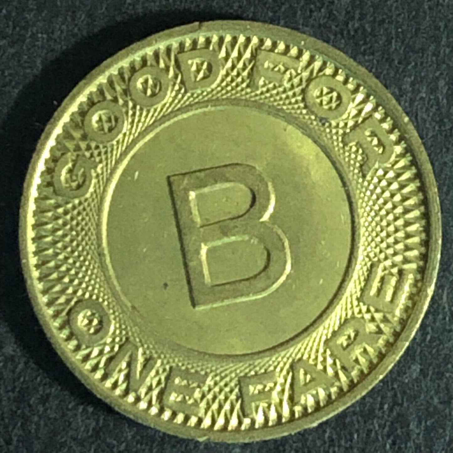 Bahner Bus Line (Williston ND) WM G/F One Fare Transit Token c1953 - 16mm