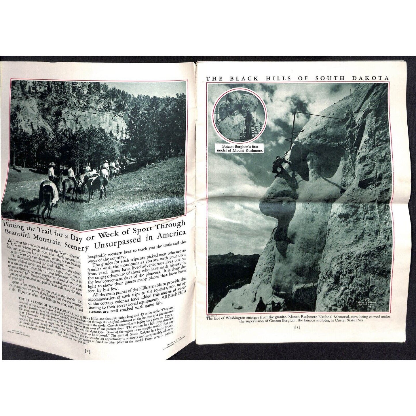 1932 "Black Hills of South Dakota" Large Pictorial Tourist Magazine 30pp Scarce