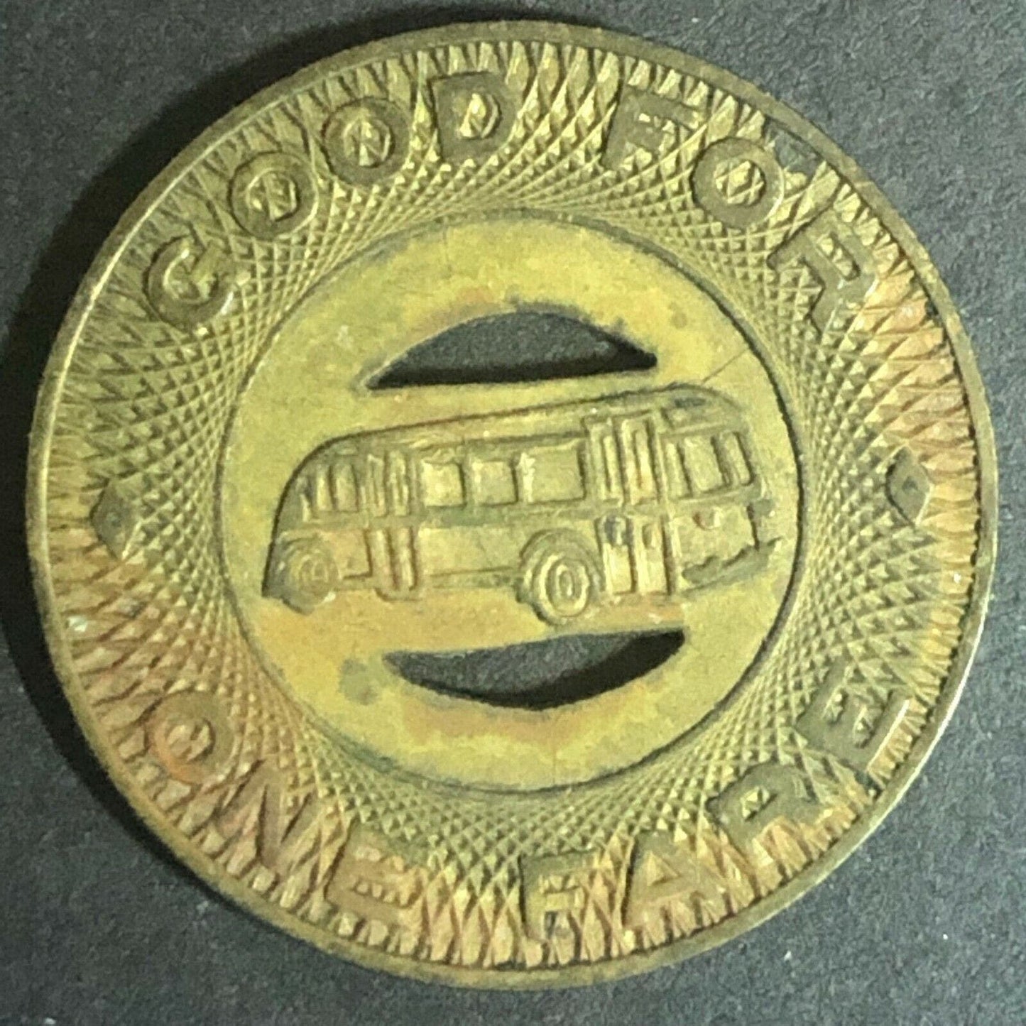 c1940's-60's 22mm Terre Haute Transit Co. Inc. Brass G/F One Fare Token Indiana