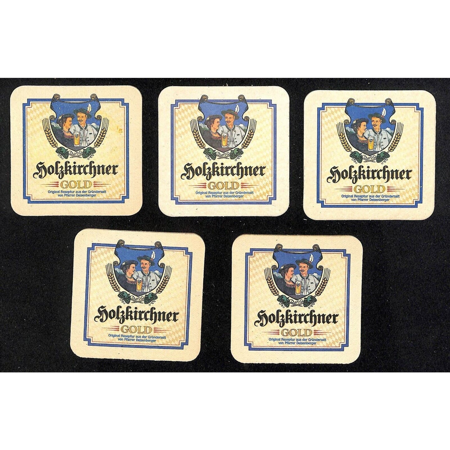 Vintage German Beer Coasters c1999 Group of 5 - Holzkirchner