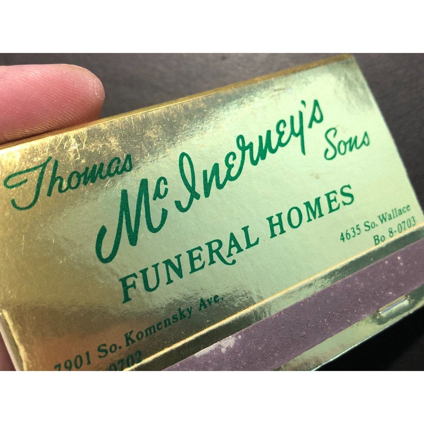 McInerney's Funeral Homes Chicago Full Matchbook 100th Anniv 1973 Printed Sticks