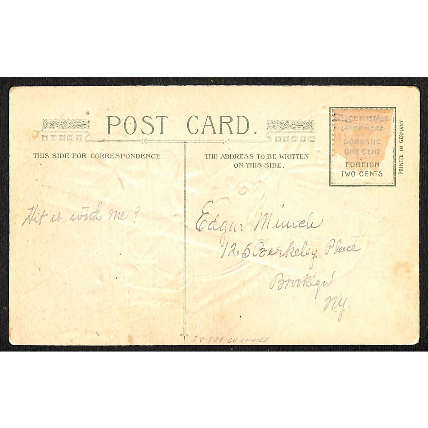 St. Patrick's Day Postcard Clay Pipe Clover Flag Harp Embossed c1909