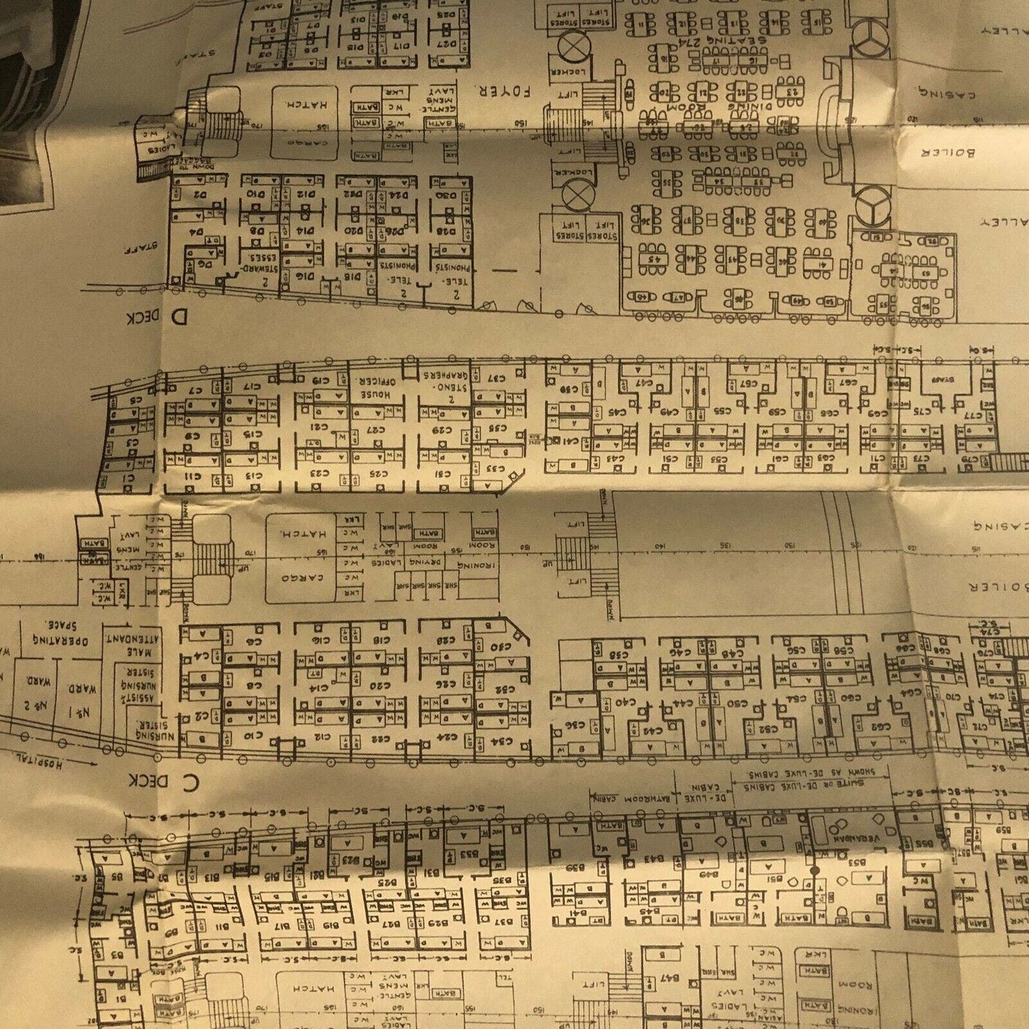 c1950-55 "Peninsular and Oriental Steam Navigation Co." 1st Class Plan Cruise